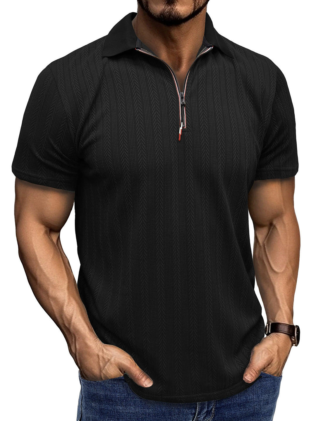 Herren Poloshirt mit modischem Zippverschluss Aliams