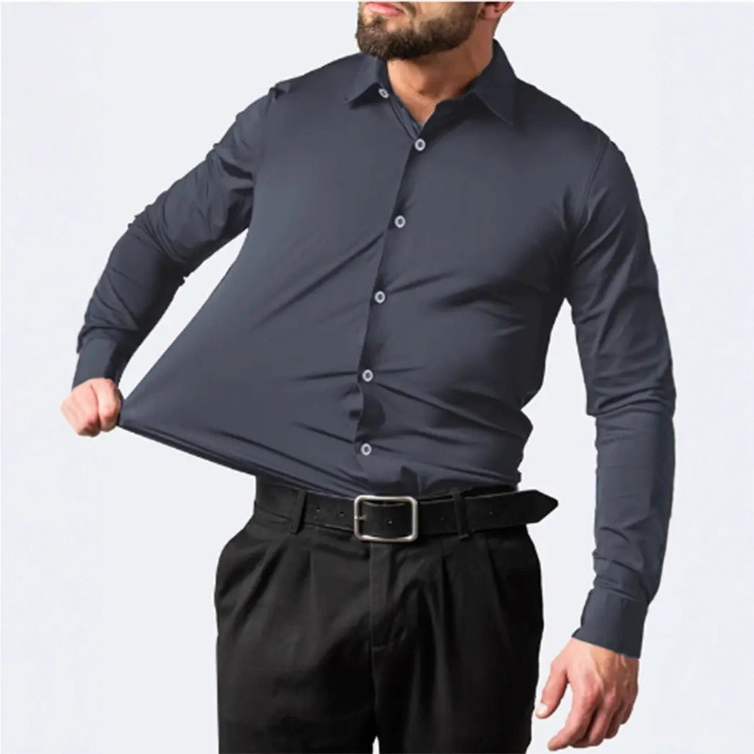 Herren Slim Fit Langarmhemd mit atmungsaktivem Stretchstoff Aliams