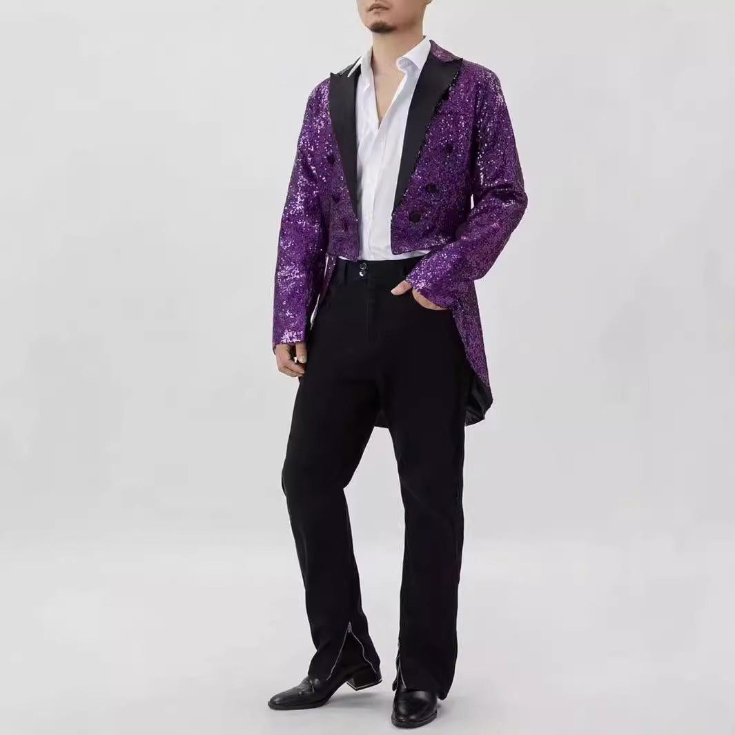 Herren festlicher Pailletten Blazer mit elegantem Revers Aliams