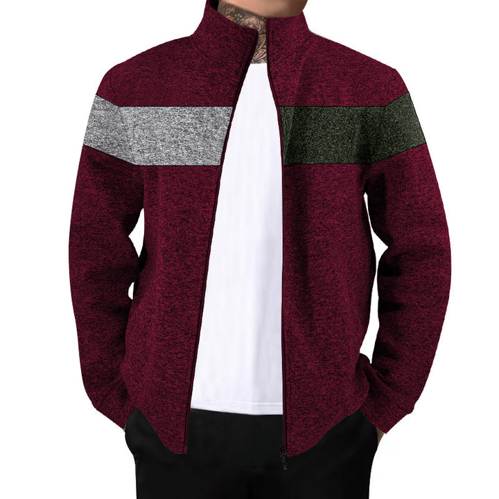 Herren Sportjacke mit kontrastierenden Farben und hohem Stehkragen Aliams