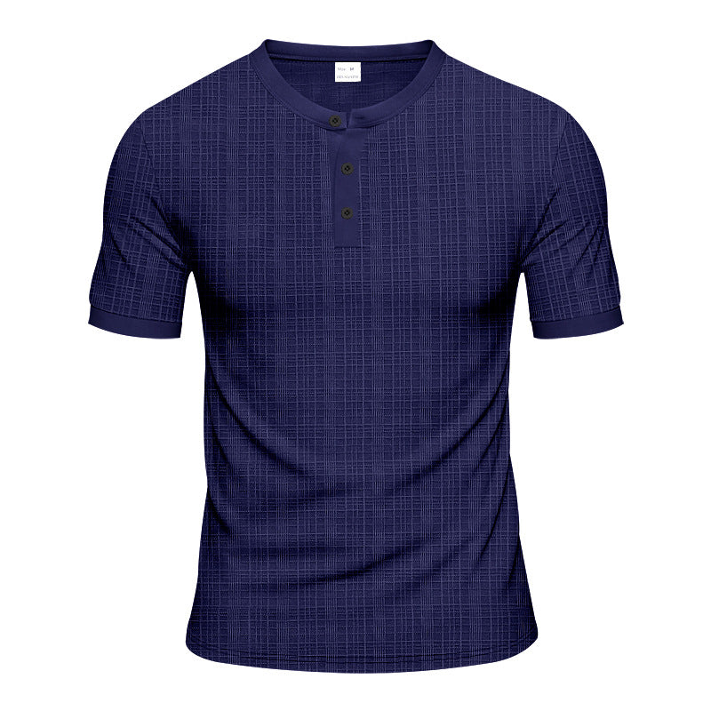 Herren Kurzarm-Henley-Shirt mit moderner Knopfleiste und subtiler Struktur Aliams