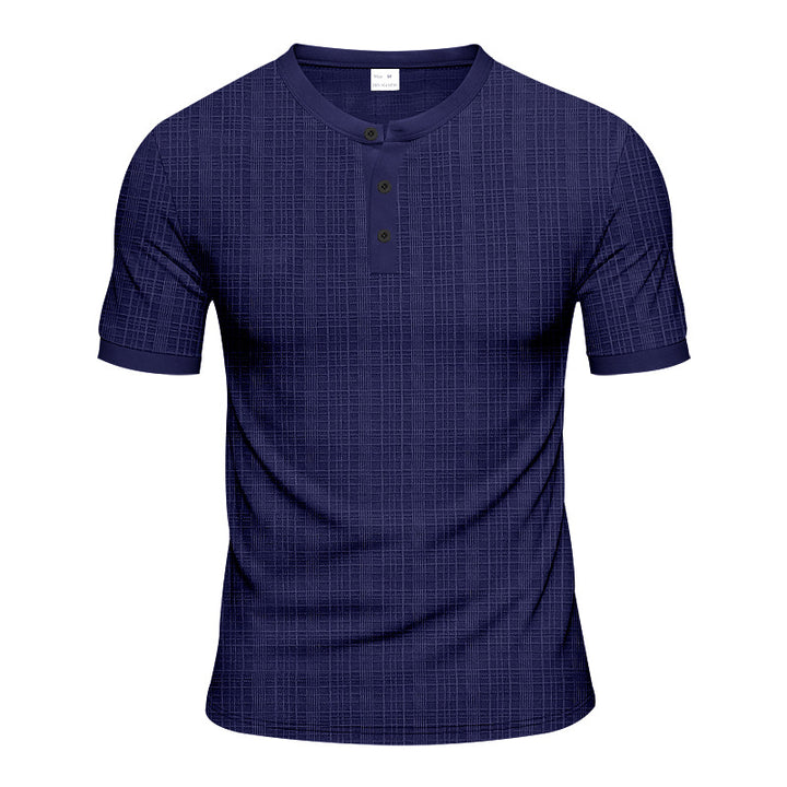 Herren Kurzarm-Henley-Shirt mit moderner Knopfleiste und subtiler Struktur Aliams