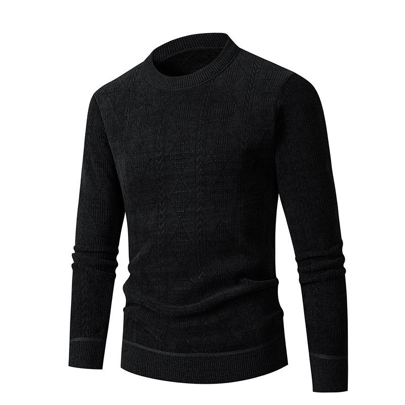 Herren Strickpullover mit strukturiertem Zopfmuster und hohem Kragen Aliams