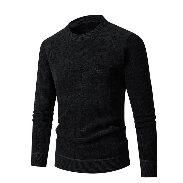 Herren Strickpullover mit strukturiertem Zopfmuster und hohem Kragen Aliams