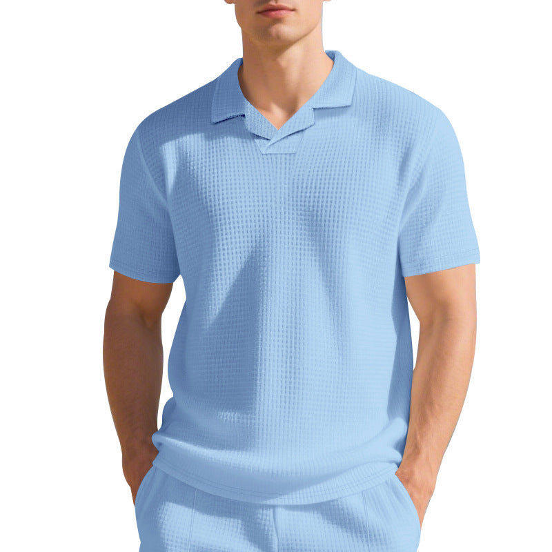 Herren hochwertiges Kurzarm-Polohemd mit strukturiertem Design und modischem Kragen Aliams