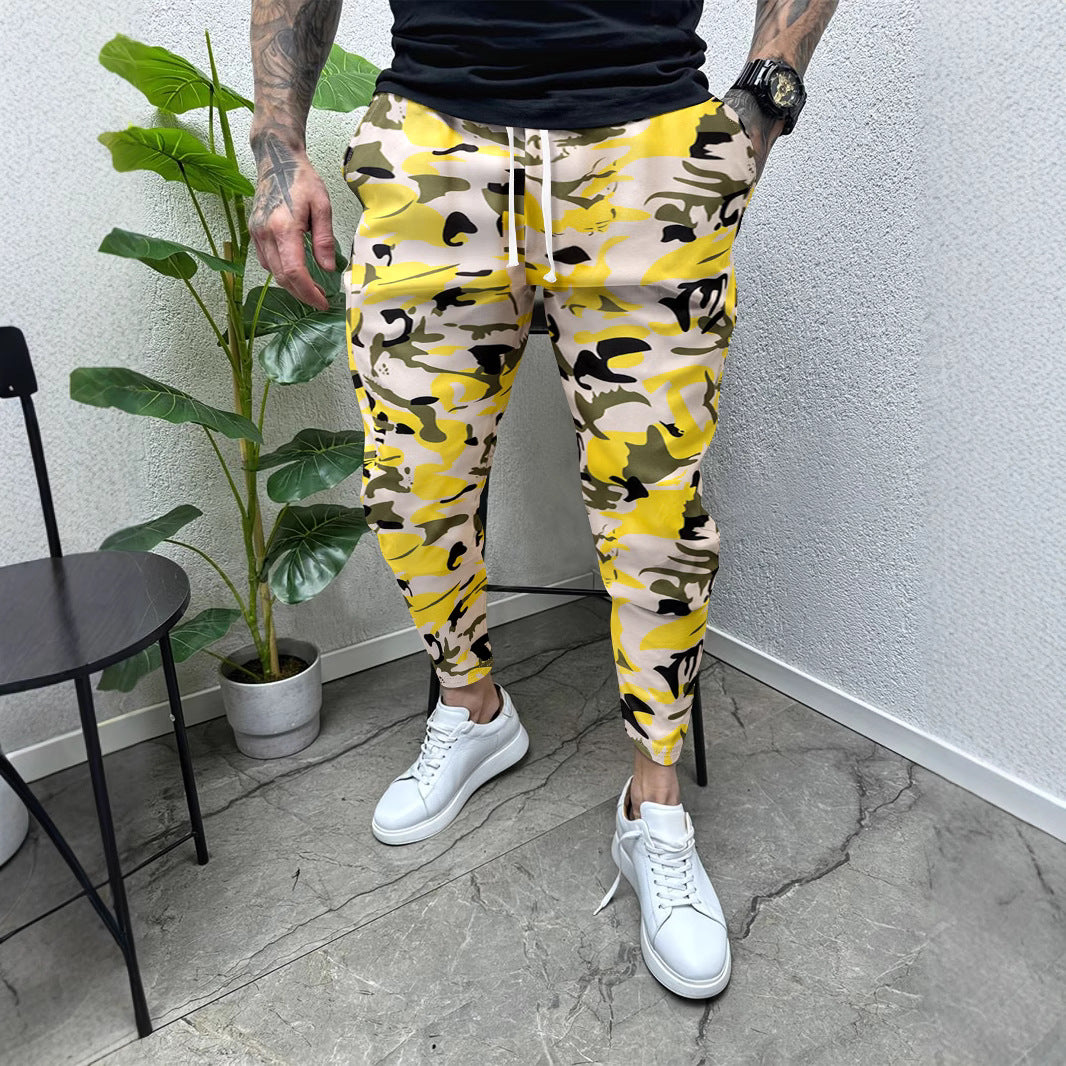 Herren Camouflage Jogginghose mit elastischem Bund und seitlichen Taschen Aliams