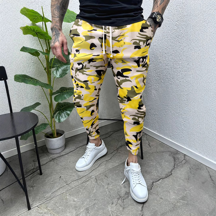Herren Camouflage Jogginghose mit elastischem Bund und seitlichen Taschen Aliams