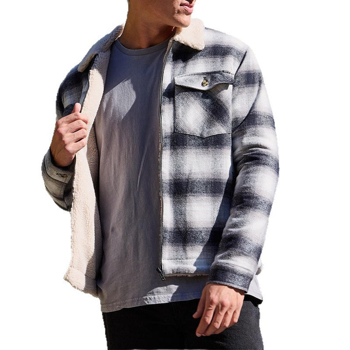 Herren stylische Flanelljacke mit warmem Fleece-Futter Aliams