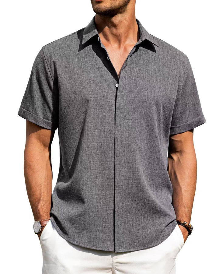 Herren Kurzarm-Hemd mit strukturiertem Design und modernem Kragen Aliams