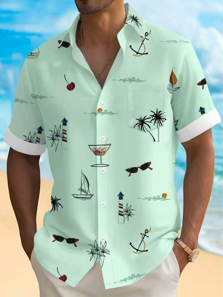 Herren Freizeithemd mit Maritimen Motiven Aliams