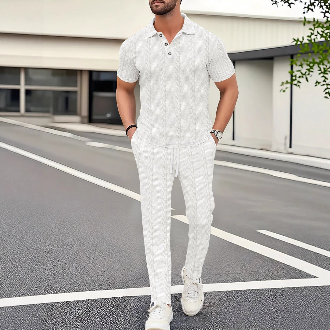 Herren elegantes Freizeitanzug mit stilvollem Strickmuster Aliams