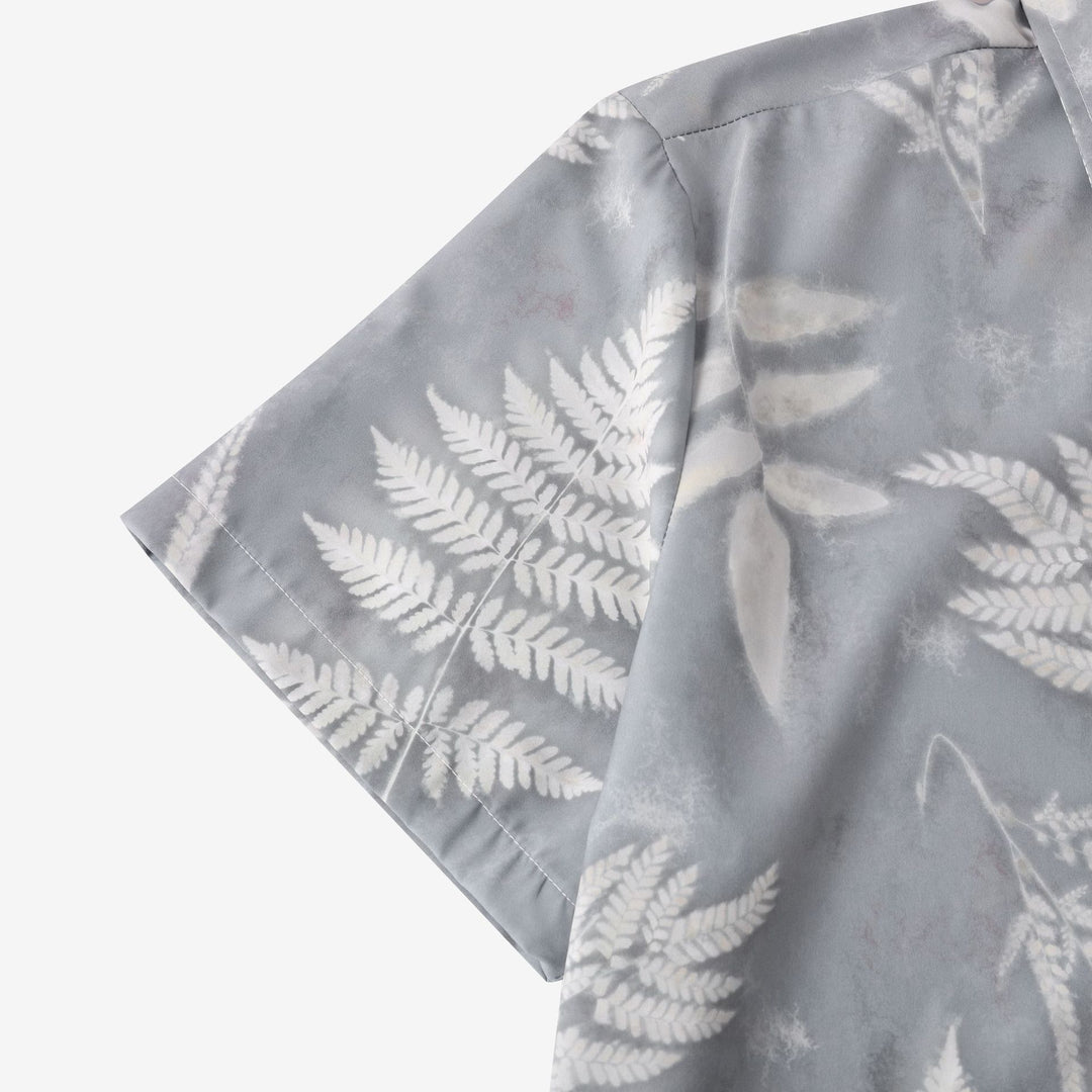 Herren Kurzarmhemd mit botanischem Blattdruck und atmungsaktivem Stoff Aliams