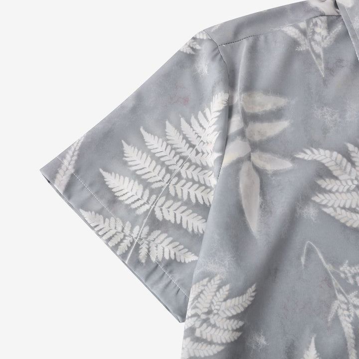 Herren Kurzarmhemd mit botanischem Blattdruck und atmungsaktivem Stoff Aliams