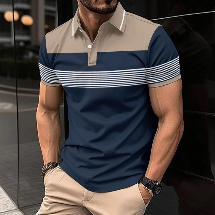 Herren Kurzarm Polohemd mit stylischem Streifenmuster und eleganten Details Aliams