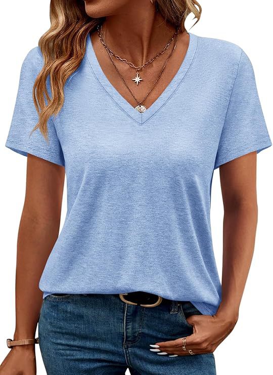 Damen V-Ausschnitt T-Shirt Aus Weichem Single Jersey Aliams