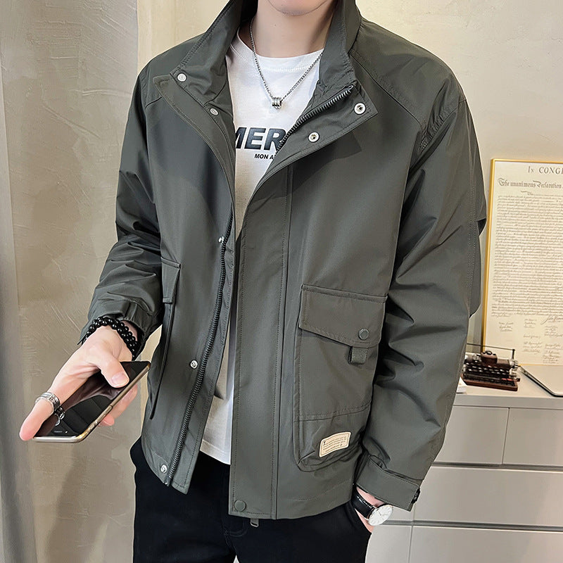 Herren trendige Feldjacke mit praktischen Taschen und verstellbarem Kragen Aliams