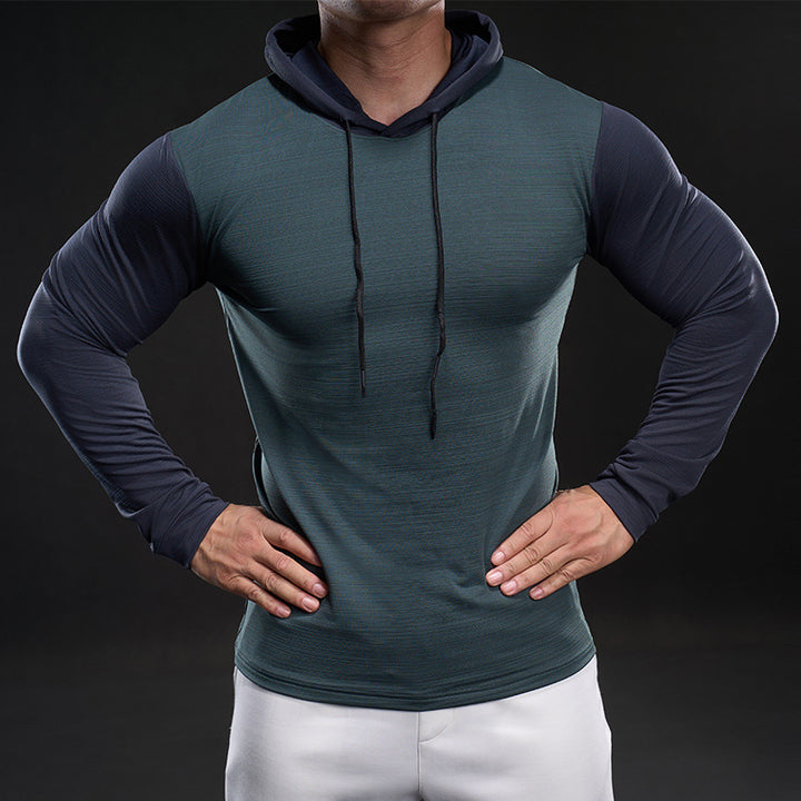 Herren atmungsaktives Langarm-Funktionsshirt mit Kapuze Aliams