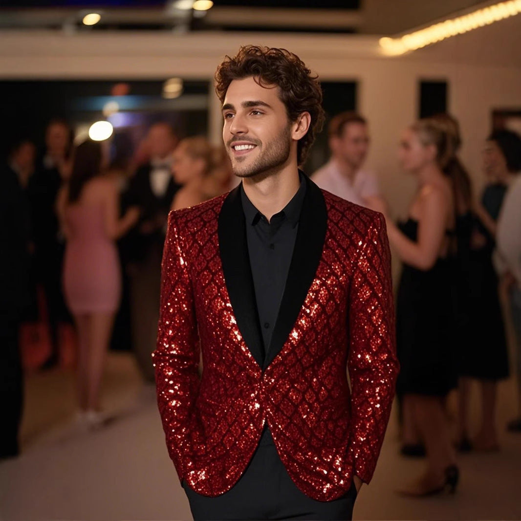 Herren Glamouröser Paillettenblazer mit elegantem Schnitt Aliams