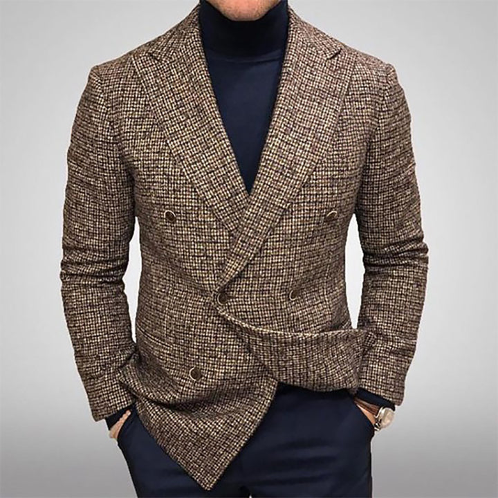 Herren eleganter Doppeltbreasted Blazer im modernen Karodessin Aliams