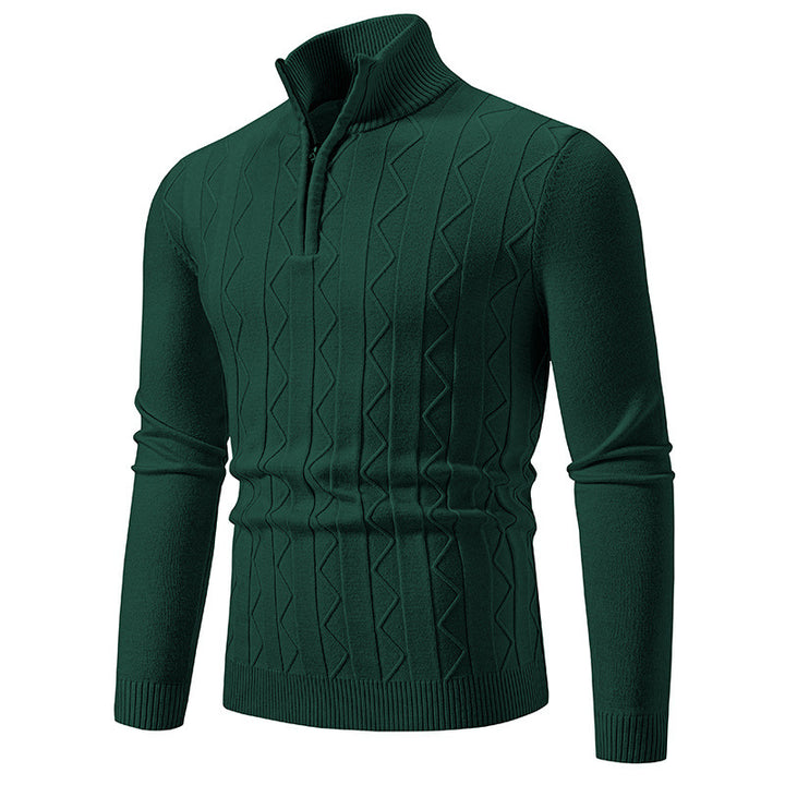 Herren eleganter Rollkragenpullover mit Zopfmuster und hohem Kragen Aliams
