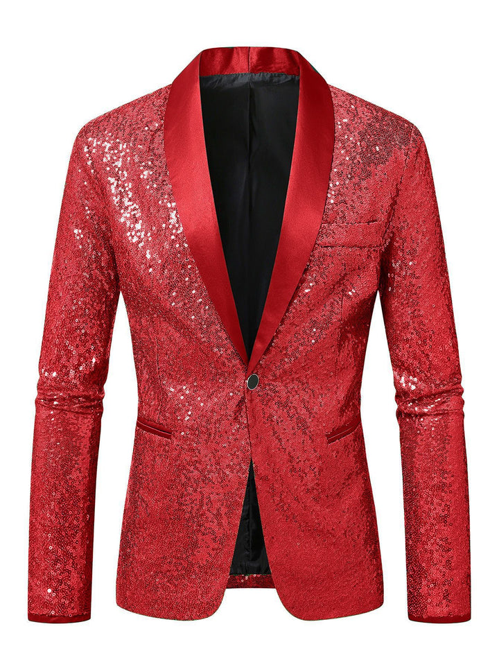 Herren Funkelnder Paillettenblazer mit modernem Schnitt Aliams