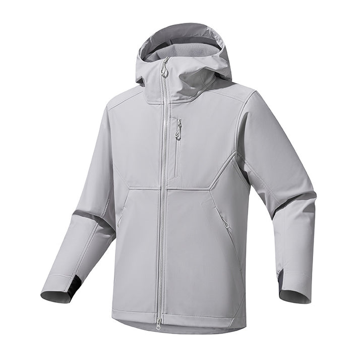 Herren funktionale Outdoor-Jacke mit verstellbarem Kapuzenkragen und atmungsaktiven Einsätzen Aliams