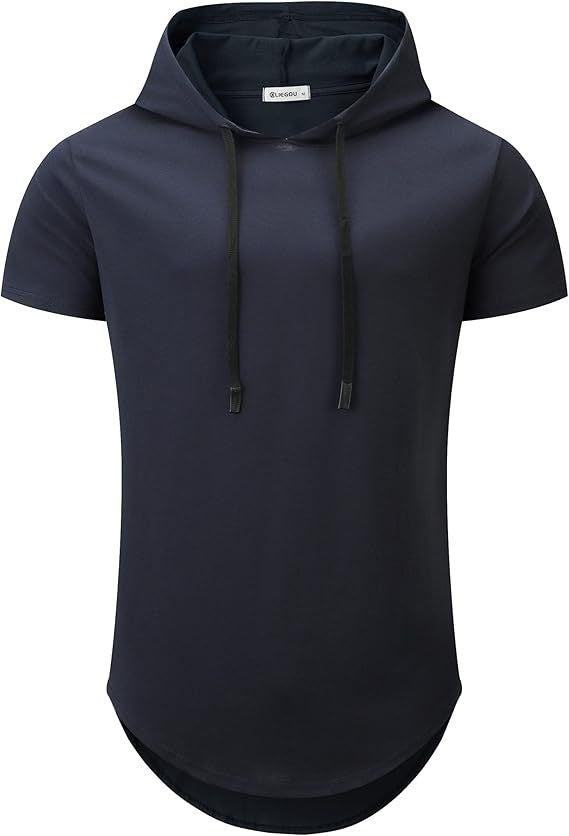 Herren Kurzarm Hoodie T-Shirt mit modernem Schnitt und praktischen Kordeln Aliams