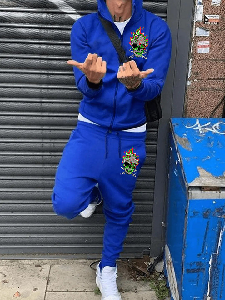 Herren Kapuzenset mit kreativem Totenkopf-Motiv Aliams