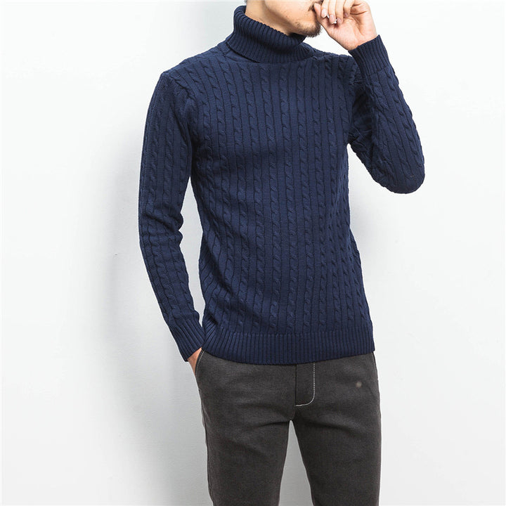 Herren komfortabler Rollkragenpullover mit Zopfmuster Aliams