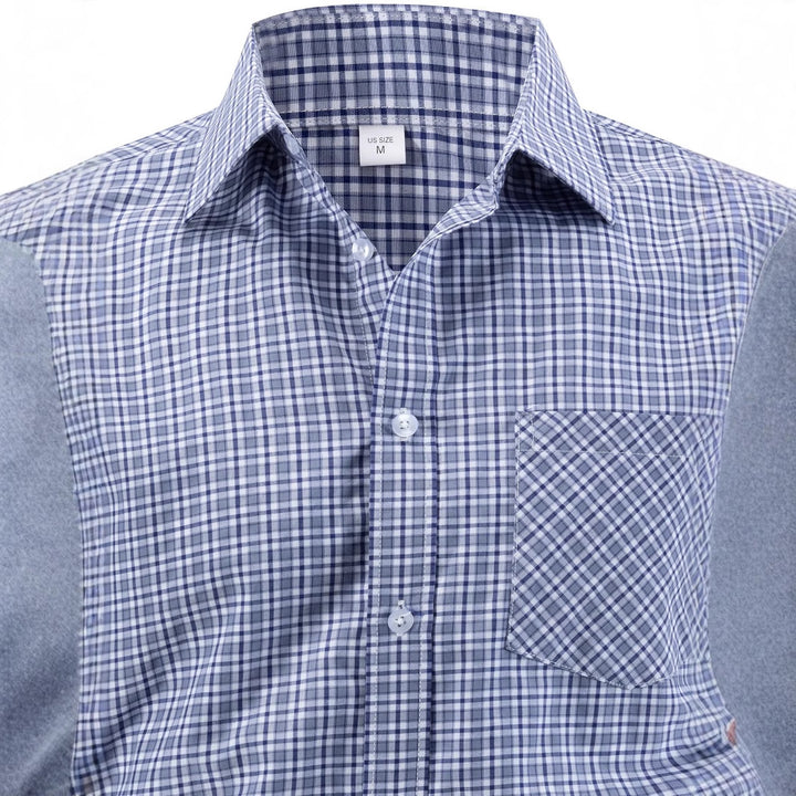 Herren kariertes Langarmhemd mit komfortablem Schnitt und Brusttasche Aliams