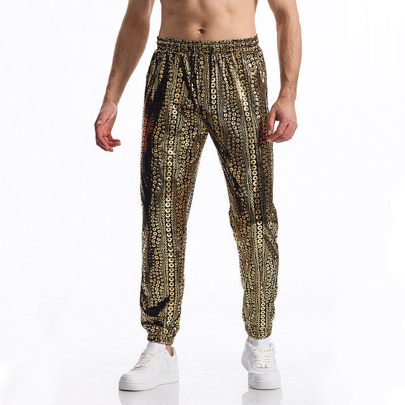 Herren Glitzernde Freizeithose mit buntem Paillettenmuster Aliams