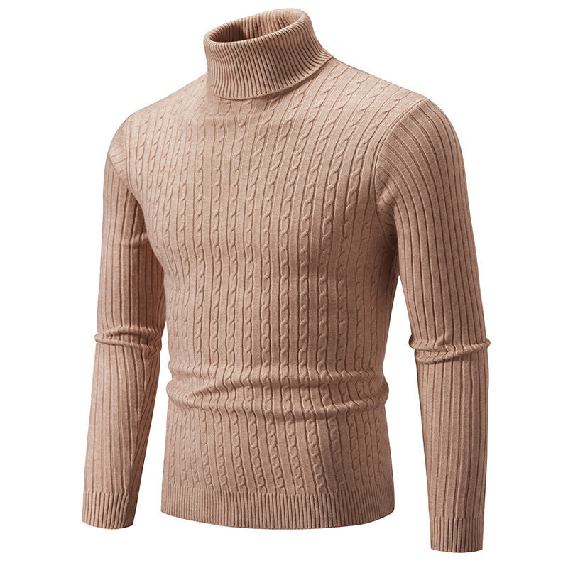 Herren Strickpullover mit modernem Rippmuster und hohem Kragen Aliams