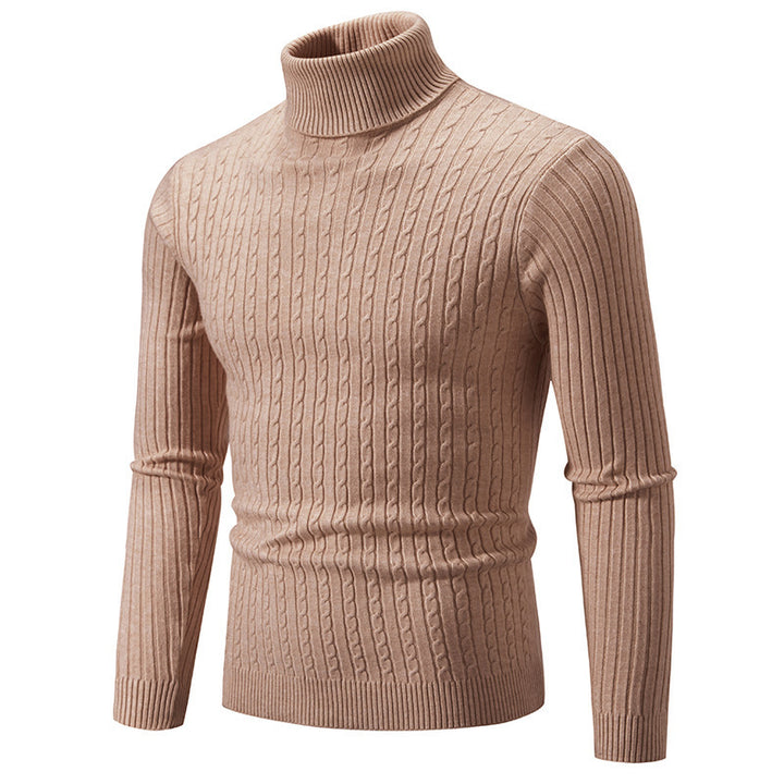 Herren Strickpullover mit modernem Rippmuster und hohem Kragen Aliams