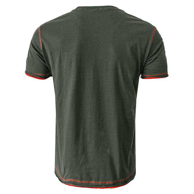 Herren Rundhals-T-Shirt mit kontrastierenden Ärmeln und lässigem Schnitt Aliams