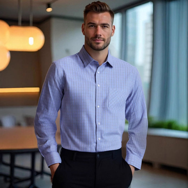 Herren kariertes Langarmhemd mit eleganter Passform Aliams