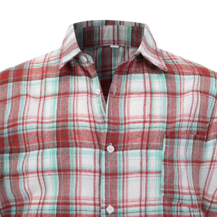 Herren Karierte Baumwollhemd Aliams