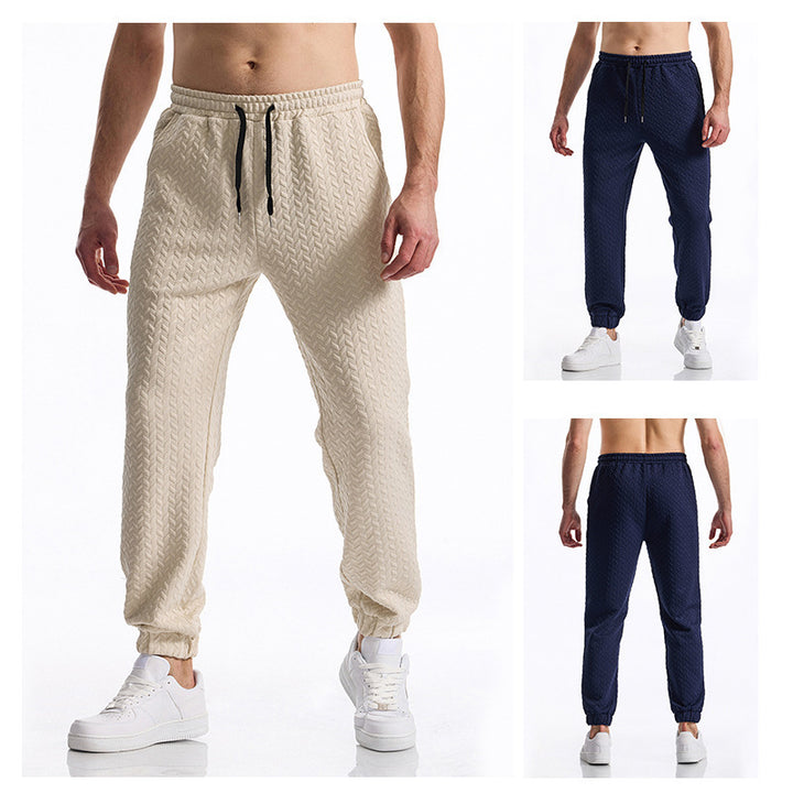 Herren bequeme Freizeithose mit elastischem Bund und Strukturmuster Aliams