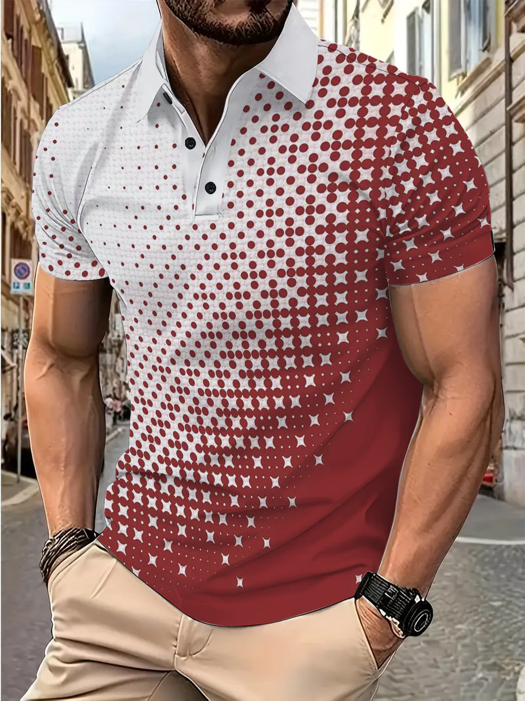 Herren Kurzarm Poloshirt mit innovativem Grafikdesign Aliams