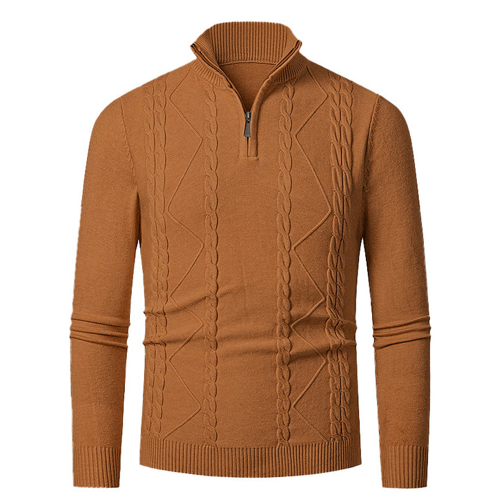 Herren Strickpullover mit Halb-Zip und strukturiertem Muster Aliams