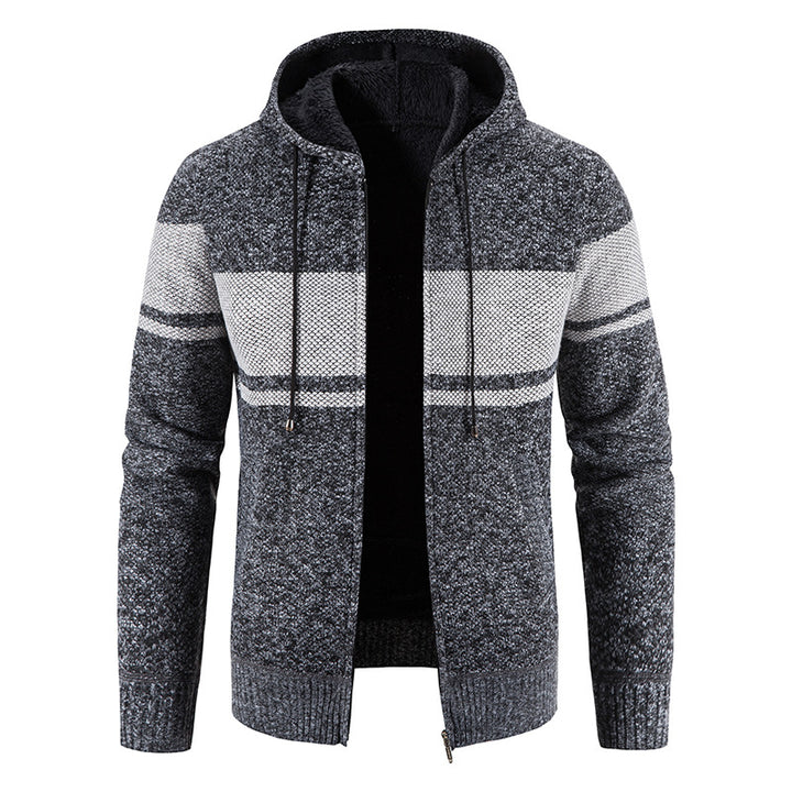 Herren Kapuzenjacke mit modernem Strickdesign und weichem Innenfutter Aliams