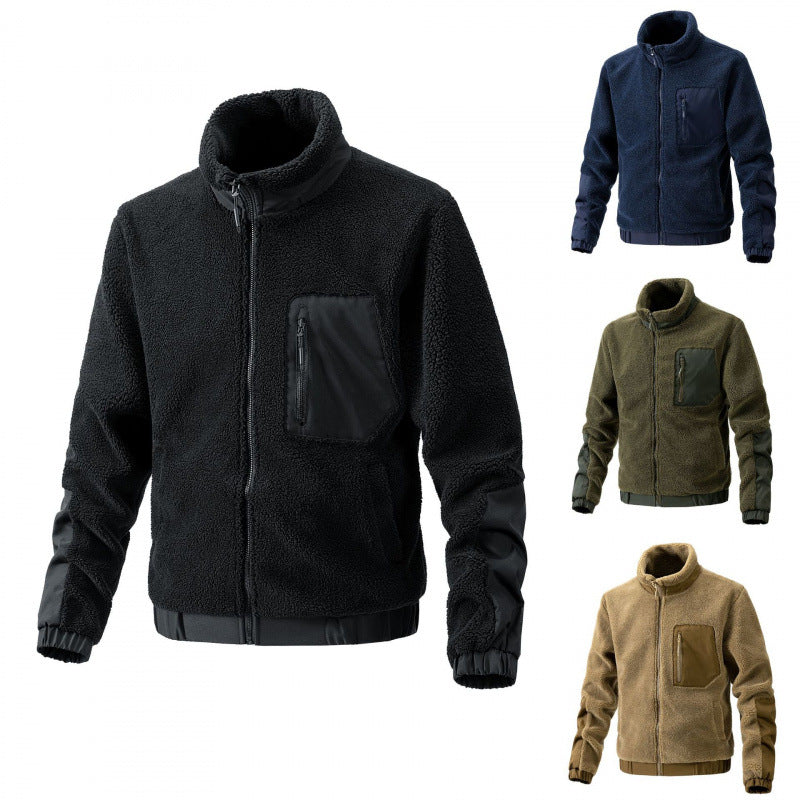 Herren Fleecejacke mit hochgeschlossenem Kragen und seitlichen Reißverschlusstaschen Aliams