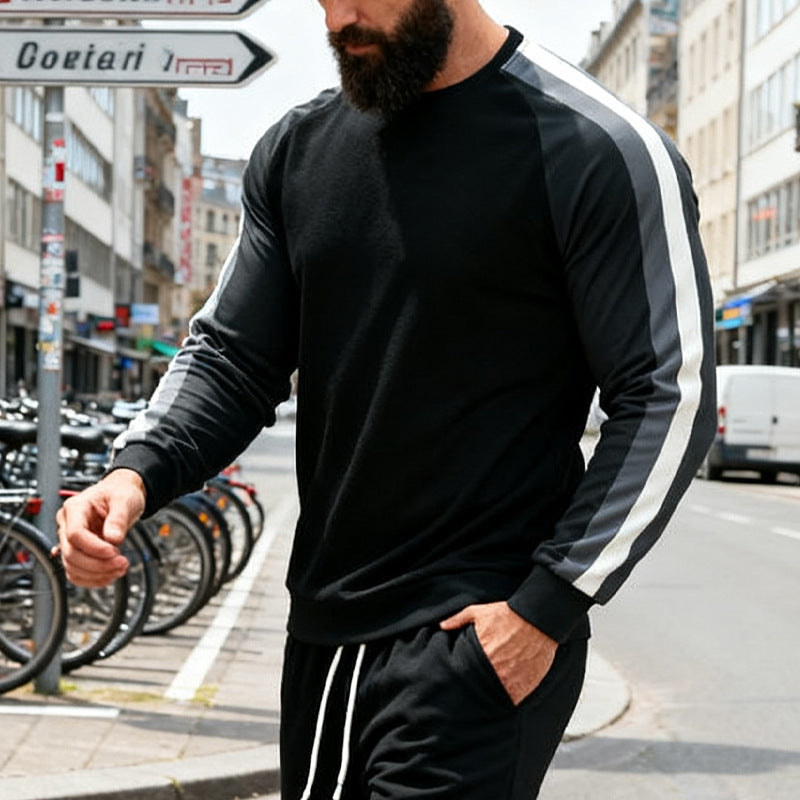 Herren sportlicher Sweatshirt mit Raglanärmeln und dekorativen Streifen Aliams