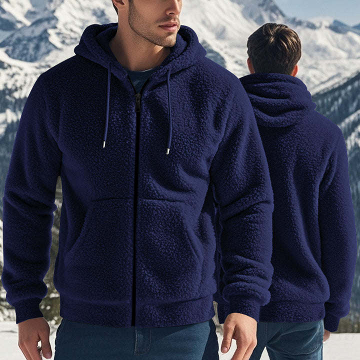 Herren Fleece-Kapuzenjacke mit hochwertigem Teddy-Futter und praktischen Taschen Aliams
