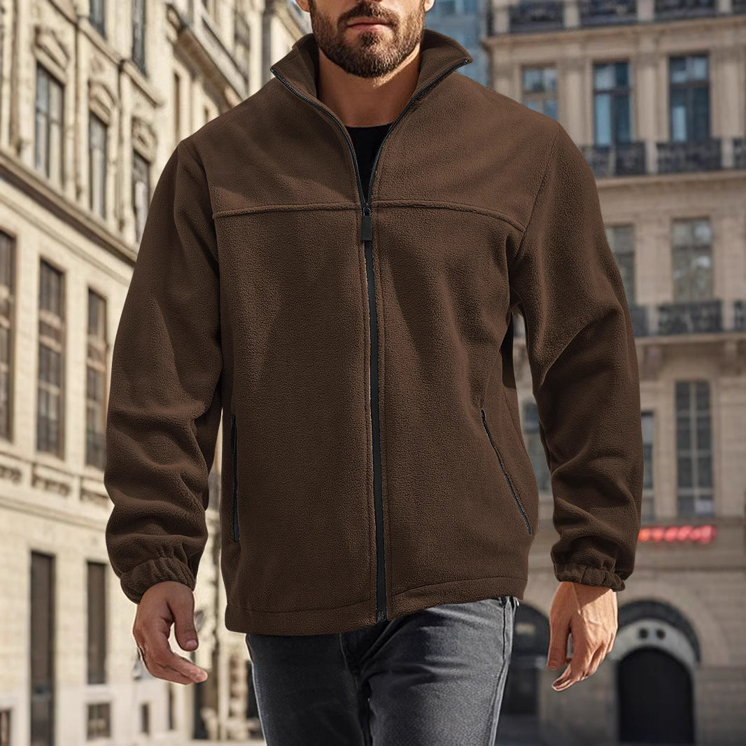Herren Fleecejacke mit praktischen Taschen und Stehkragen Aliams