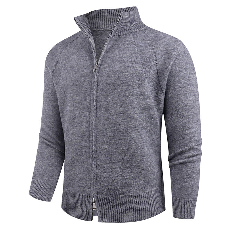 Herren hochwertige Strickjacke mit modernem Reißverschluss und hochgezogenem Kragen Aliams