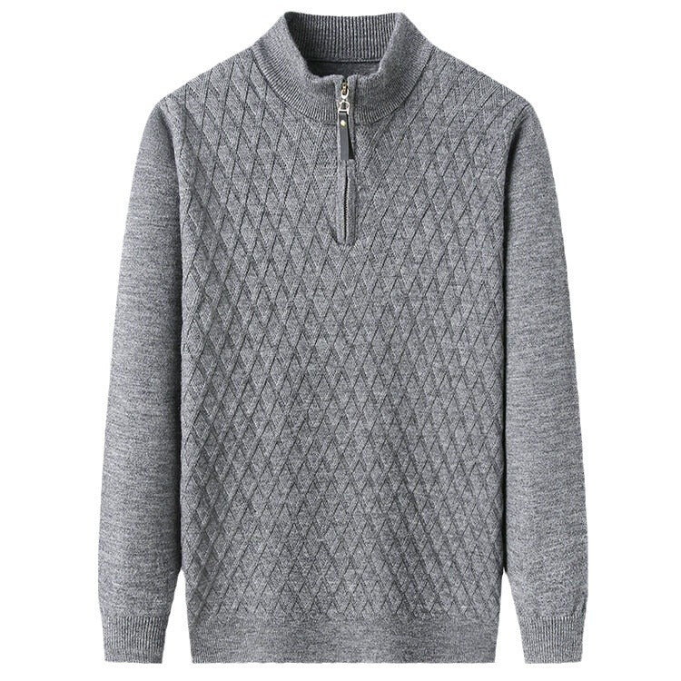 Herren Strickpullover mit modernem Rautenmuster und Reißverschluss Aliams