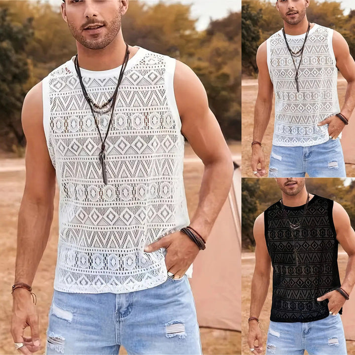 Herren Ärmelloses Netzshirt mit strukturiertem Design Aliams