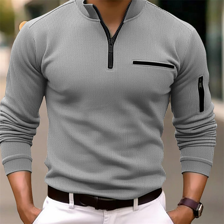 Herren Sportliches Langarm-Zip-Shirt Aliams