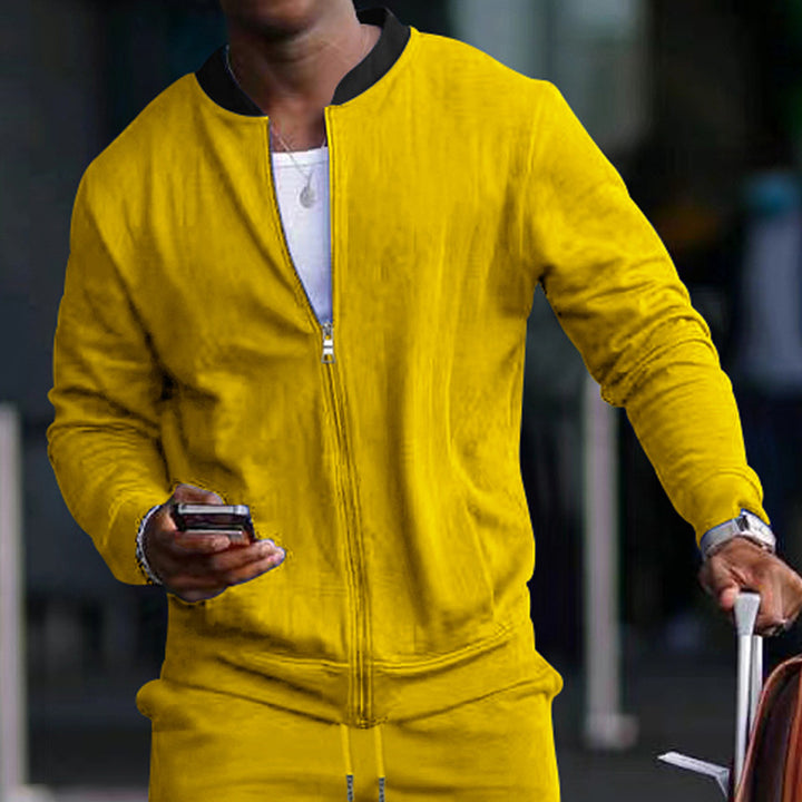 Herren sportlicher Bomberjacke mit verdecktem Reißverschluss und elastischen Bündchen Aliams