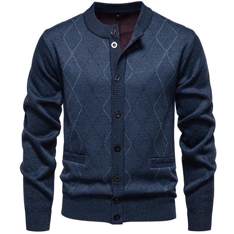 Herren stylische Strickjacke mit diamantförmigem Muster Aliams